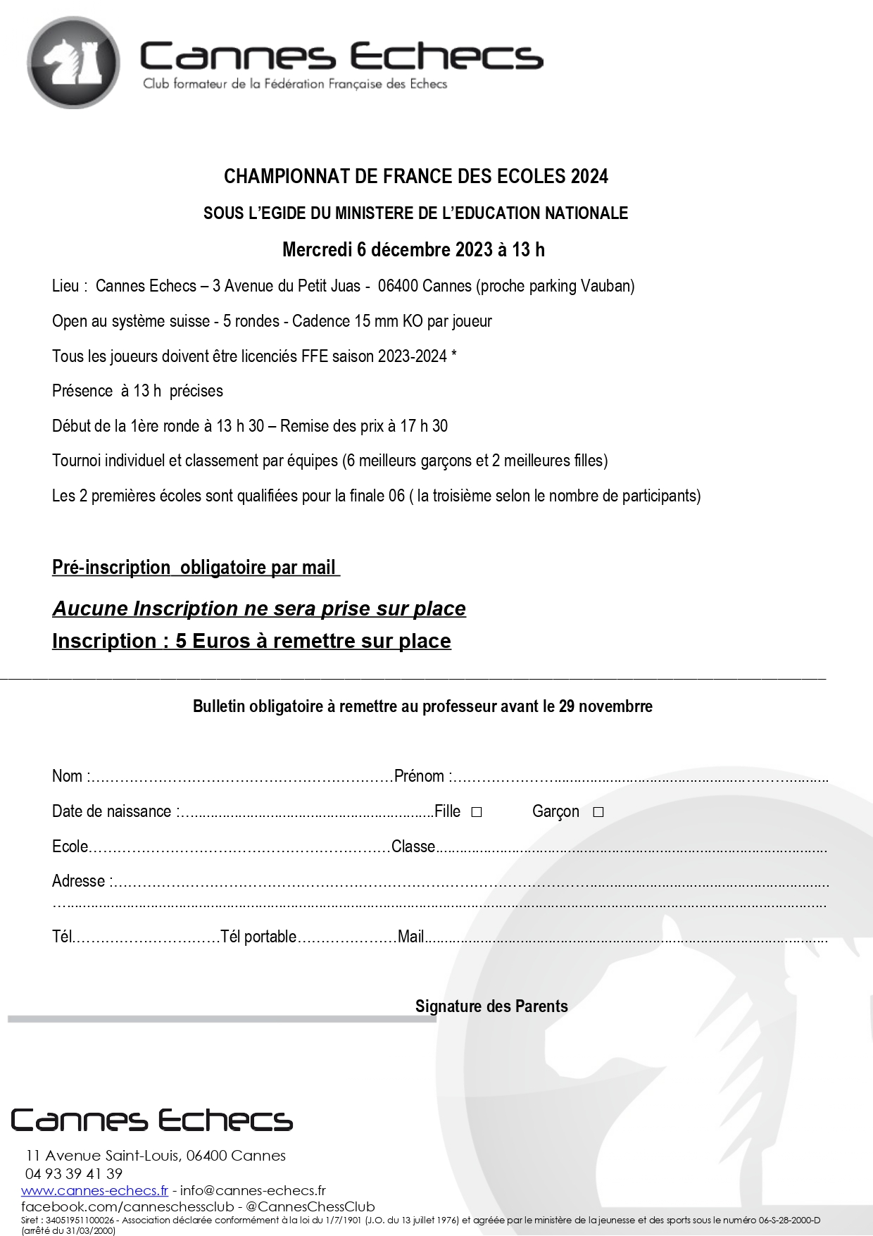 ZONAL SCOLAIRE DU BASSIN CANNOIS - 6 DECEMBRE